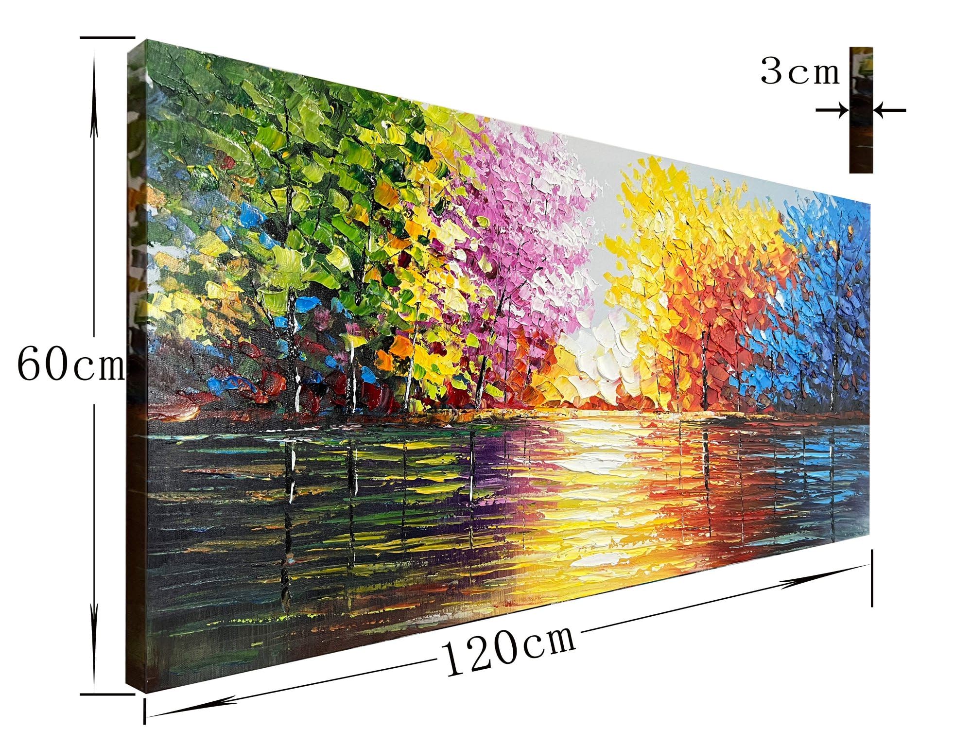 Amazon.co.jp: zoinart 20×50インチ 100%手描き モダン風景 ラージ
